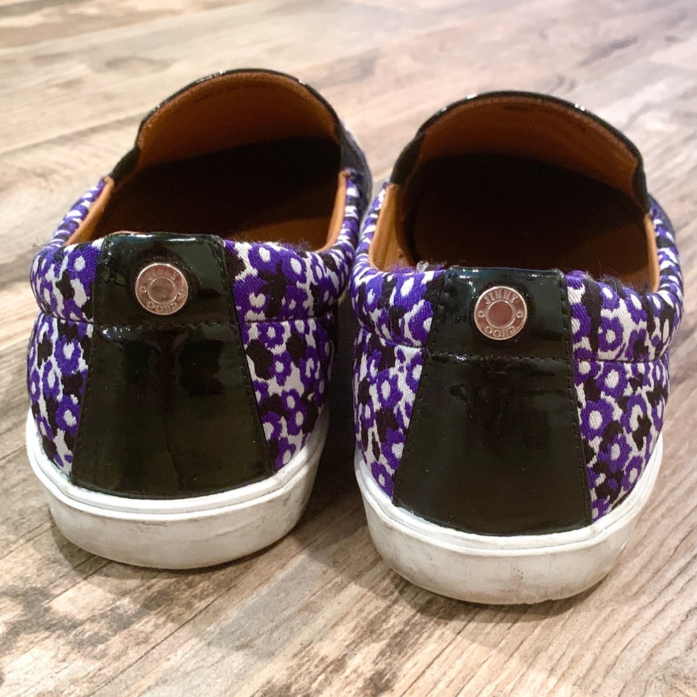 Jimmy Choo Demi Violet Floral Printed Jacquard Slip On Sneakers - Picture 7 of 14